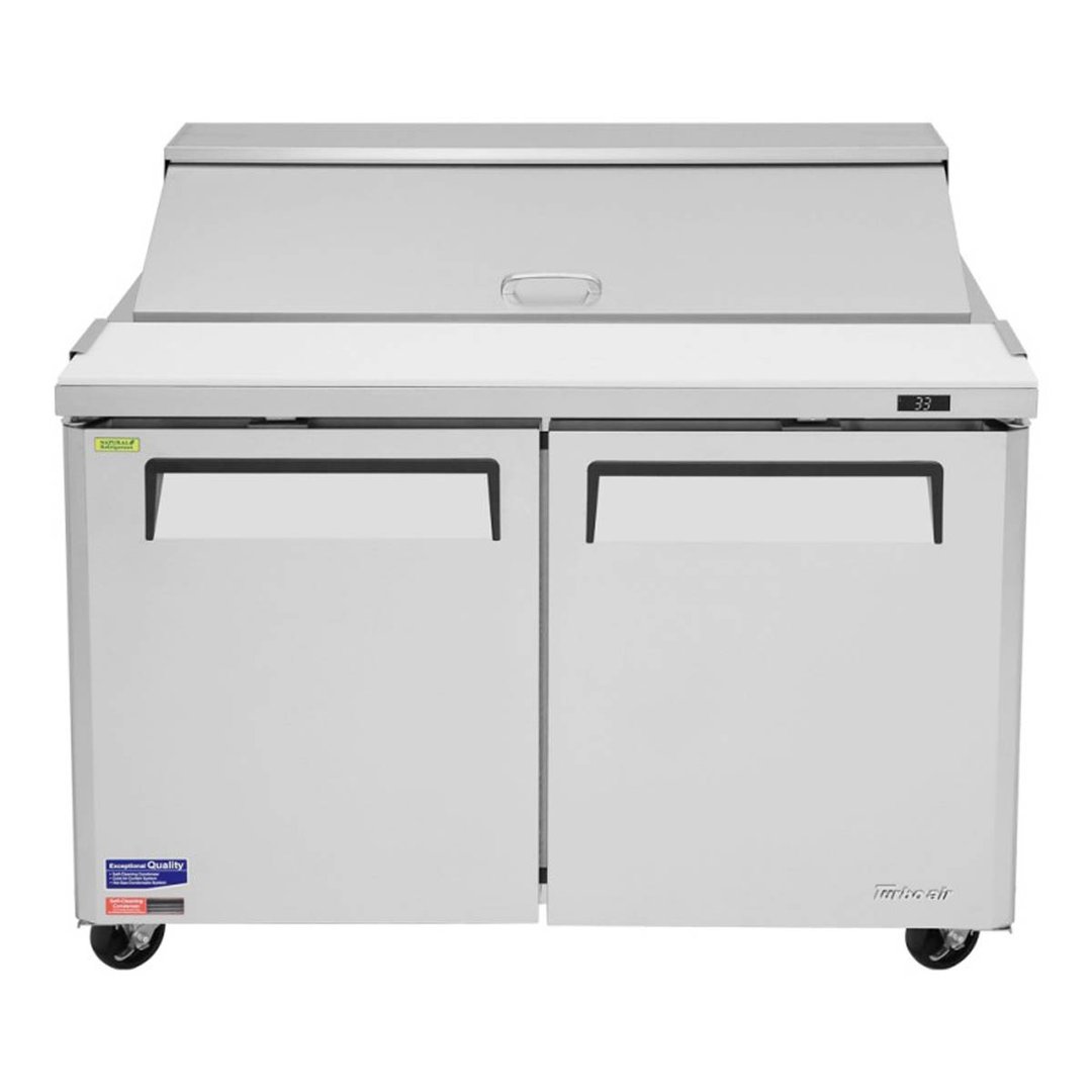 Turbo Air MST-48-N 48" Two Section Sandwich / Salad Prep Table w/ 2 Doors, 12 Pans