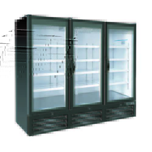 Kool-It KGR-78 81" 3-Section Black Merchandiser Refrigerator with Glass Door