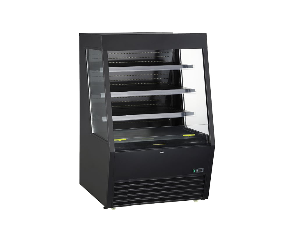 Kool-It KOM-48XBK 50"  Self-Serve Vertical Open Air Merchandiser in Black, 3 Shelves, w/ Night Curtain, 15 cu. ft.