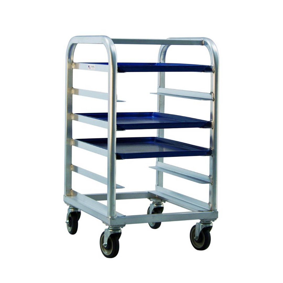 New Age 1161 6 Shelf End-Load Mobile Heavy Duty Aluminum Platter Rack with 5" Bottom Load Slides