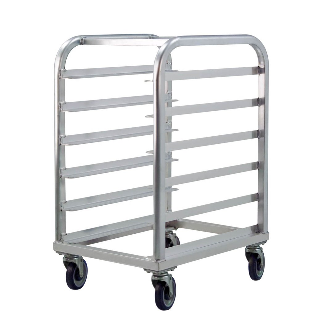 New Age 1162 6 Shelf End-Load Mobile Heavy Duty Aluminum Platter Rack with 5" Bottom Load Slides