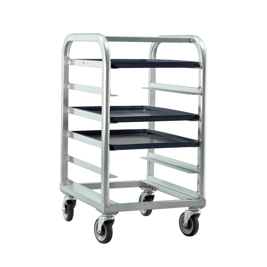 New Age 1162 6 Shelf End-Load Mobile Heavy Duty Aluminum Platter Rack with 5" Bottom Load Slides