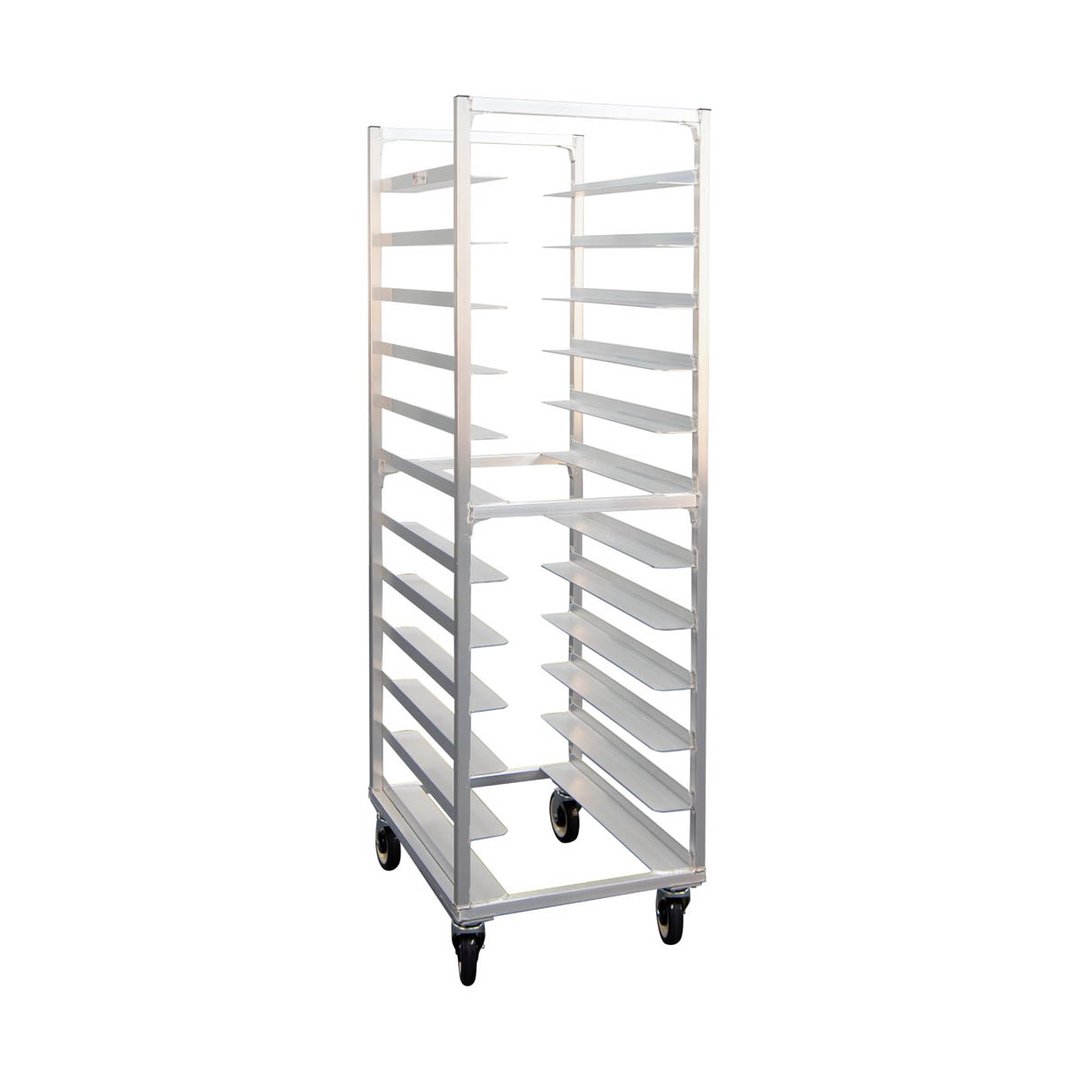 New Age 1305 12 Pan End Load Aluminum Universal  Bun / Sheet Pan Rack w/ 5" Bottom Load Slides