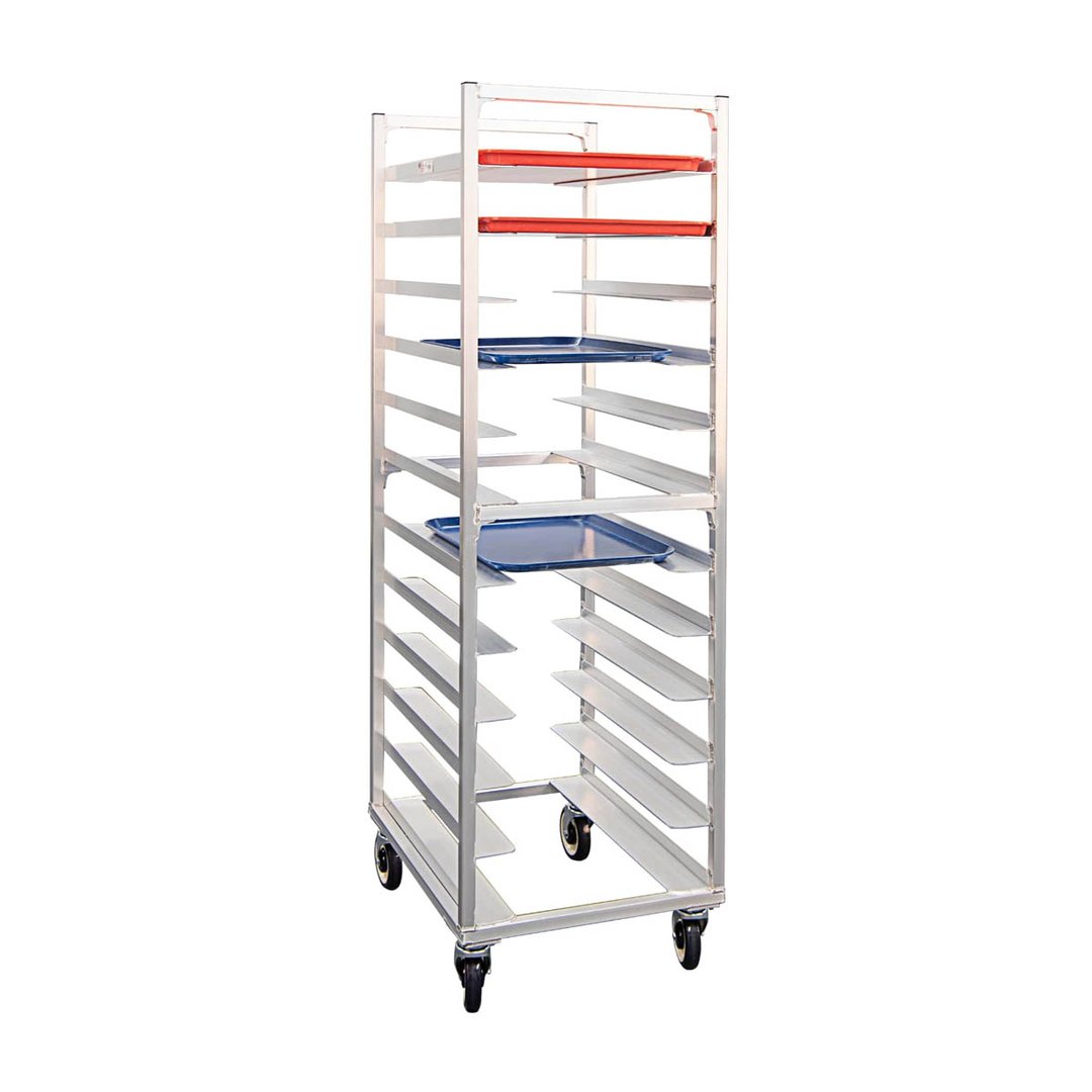 New Age 1305 12 Pan End Load Aluminum Universal  Bun / Sheet Pan Rack w/ 5" Bottom Load Slides