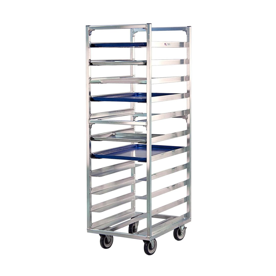 New Age 1336 1335 11 Pan Heavy Duty Aluminum Roll-In Refrigerator/Proofer Rack w/ 5" Bottom Load Slides