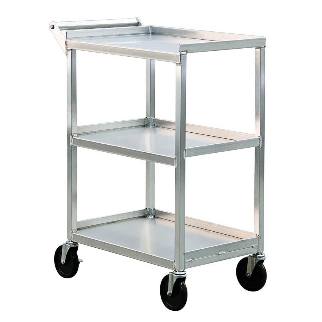 New Age 1440 Aluminum 3 Solid Shelves Utility Bus Cart w/ 350 lbs. Capacity