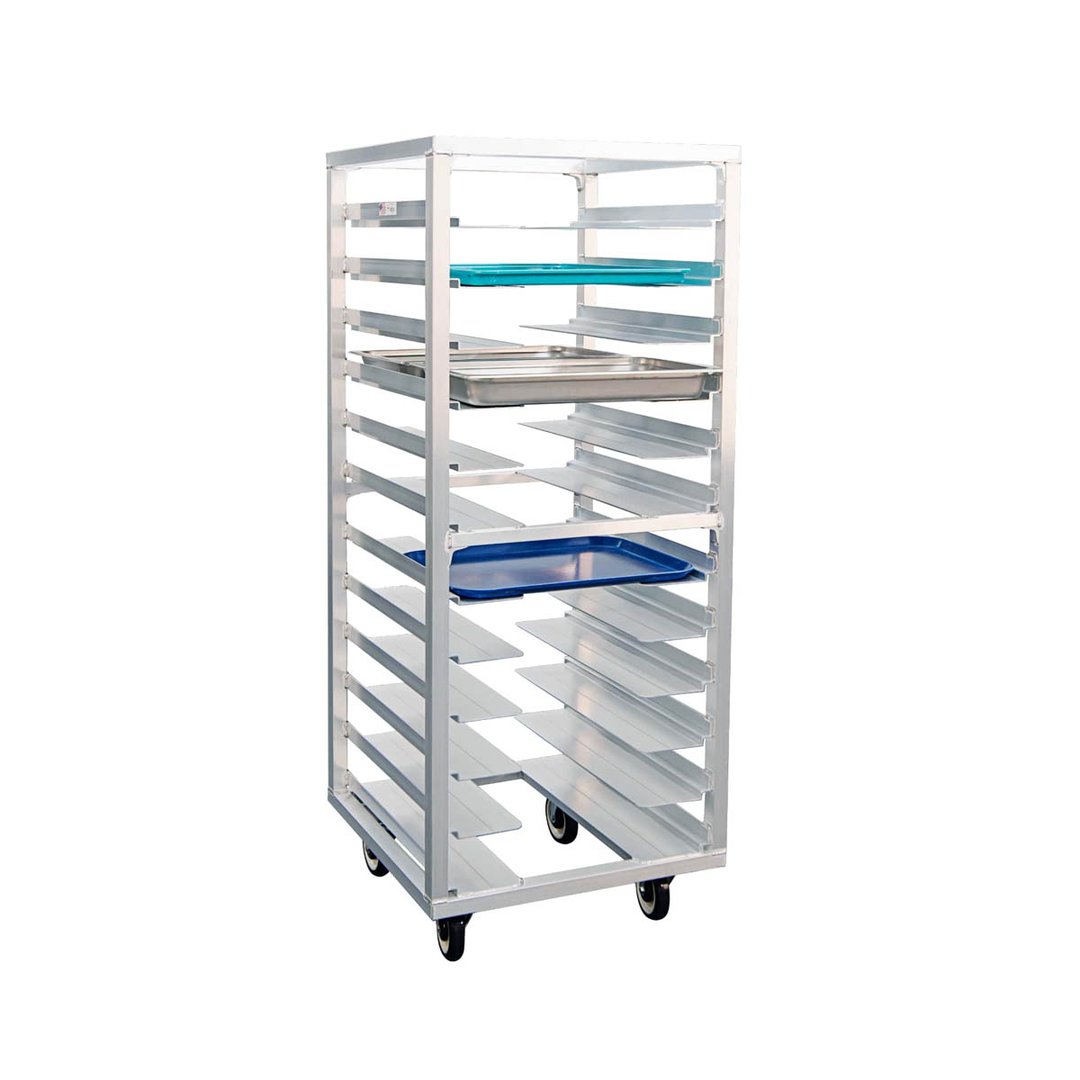 New Age 1635 12 Pan End Load Aluminum Universal  Bun / Sheet Pan Rack w/ 4-1/2" Bottom Load Slides