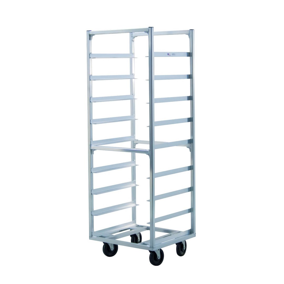New Age 97142 9 Tray End Load Mobile Aluminum Cup / Glass Rack with 6" Bottom Load Slides