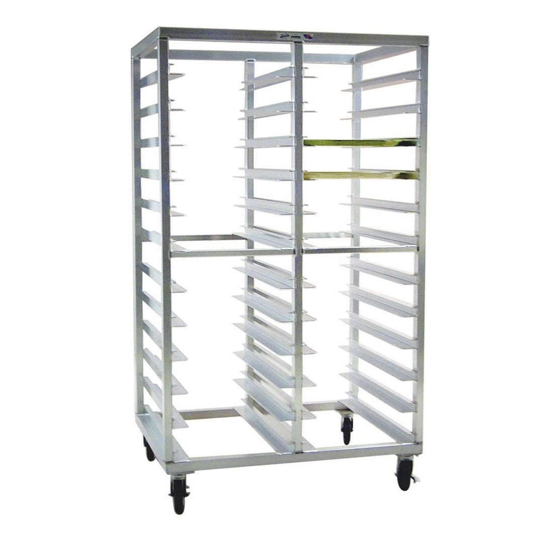 New Age 97715 24 Tray End Load Full Height Aluminum Transport / Retrieval Rack 