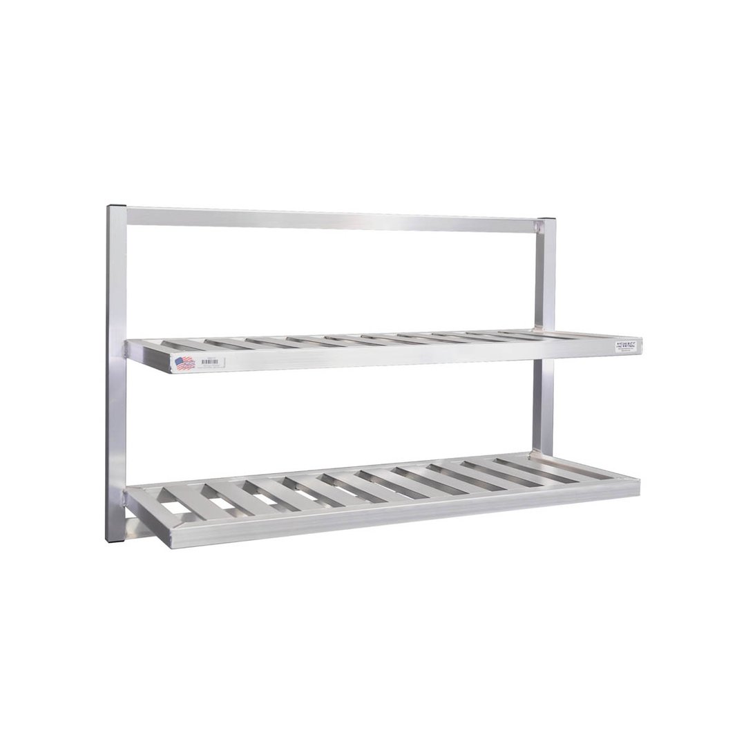New Age 98213 Aluminum Two Tier T-Bar Wall Mounted Shelf - 48" x 16"