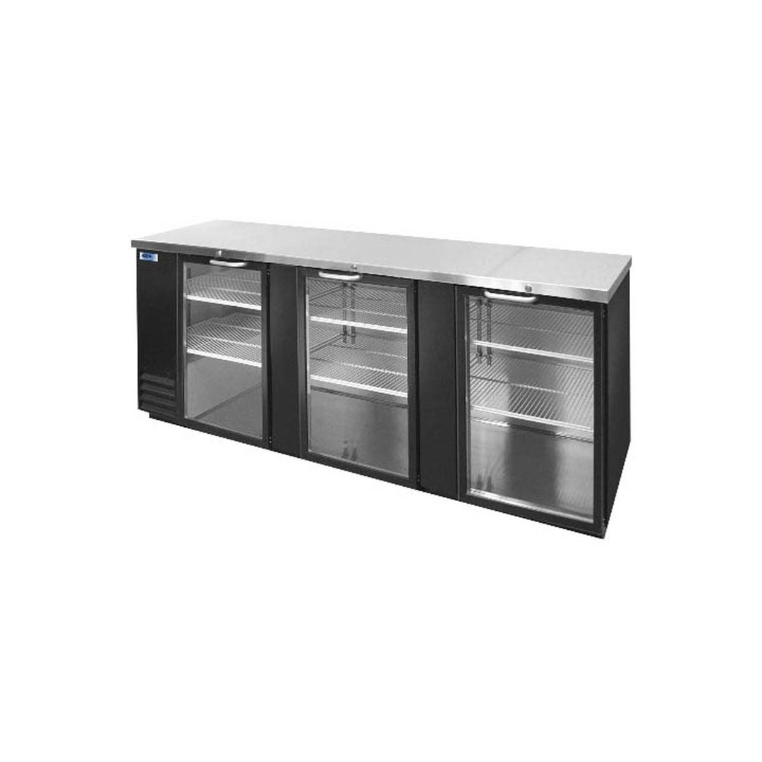 Nor-Lake NLBB95G 95" Refrigerated Back Bar Cabinet w/ 33.6 Cu Ft Capacity, 3 Glass Doors