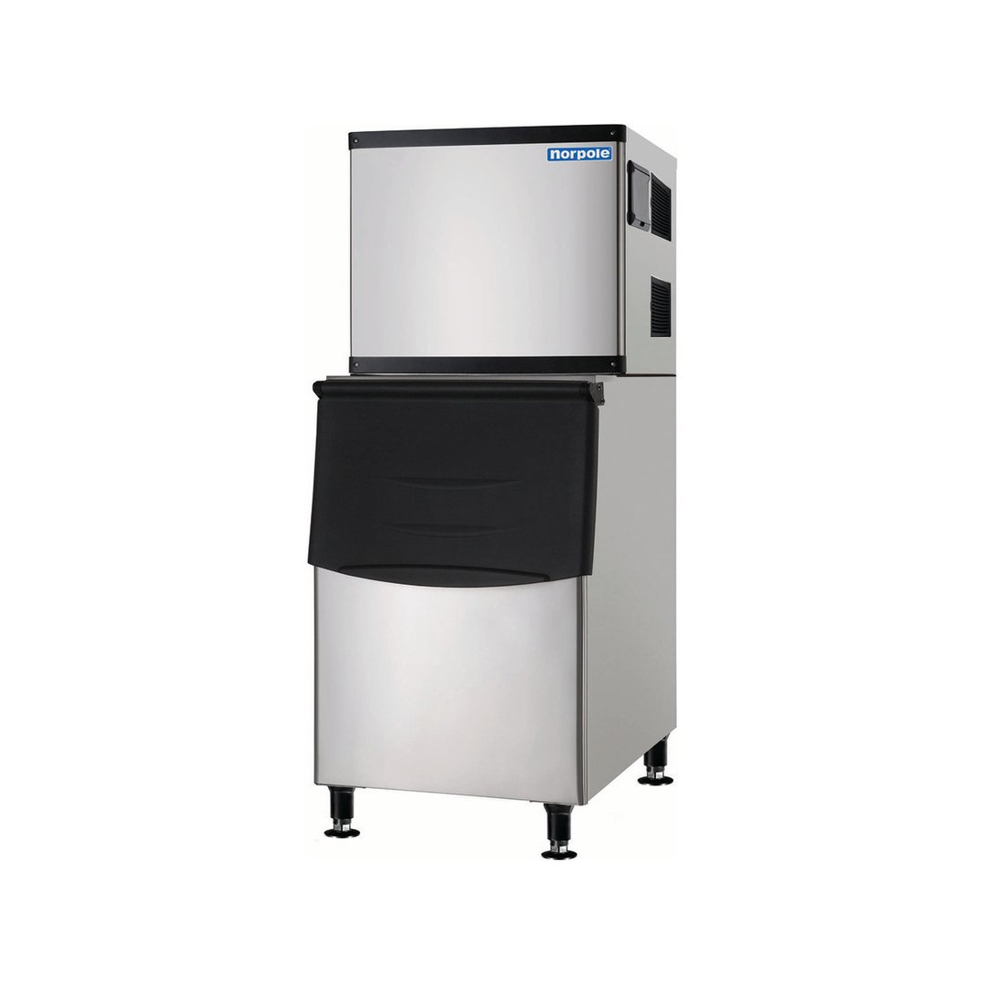 Norpole NPCIM350M/NPCIM350BIN Air Cooled Full Cube 350 lb Ice Machine with Bin, 230 lb Storage