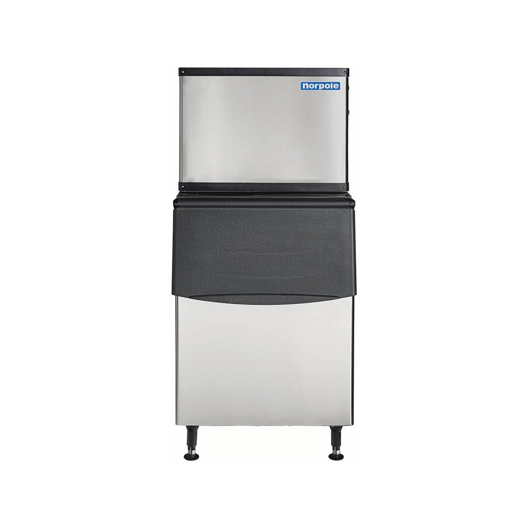 Norpole NPCIM350M/NPCIM350BIN Air Cooled Full Cube 350 lb Ice Machine with Bin, 230 lb Storage