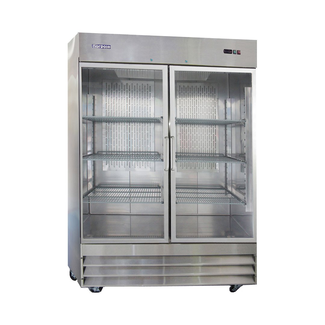 Norpole NP2R-G 54" Two Section Reach-In Refrigerator w/ 2 Glass Doors, Bottom-Mount, 48 cu. ft.