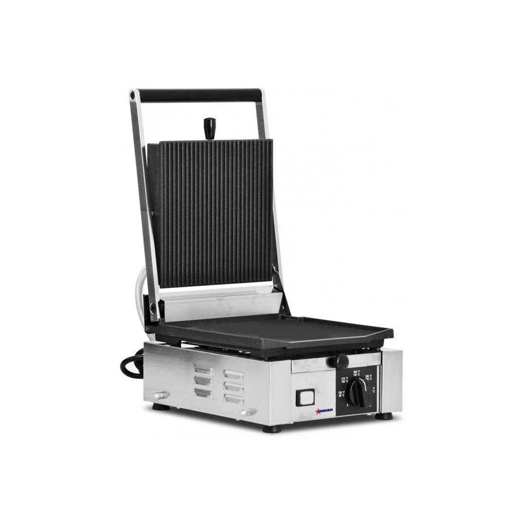 Omcan USA 11376 Single Sandwich Panini Grill w/ 9" x 10" Grooved & Smooth Plates, 120V
