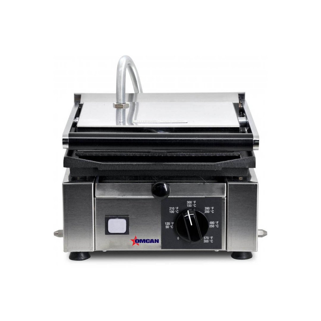 Omcan USA 11376 Single Sandwich Panini Grill w/ 9" x 10" Grooved & Smooth Plates, 120V