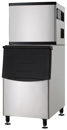 Omcan USA 47485 Air Cooled Full Cube 350 lb Ice Machine with Bin, 275 lb Storage