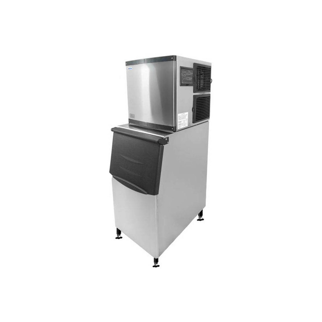 Omcan USA 47485 Air Cooled Full Cube 350 lb Ice Machine with Bin, 275 lb Storage