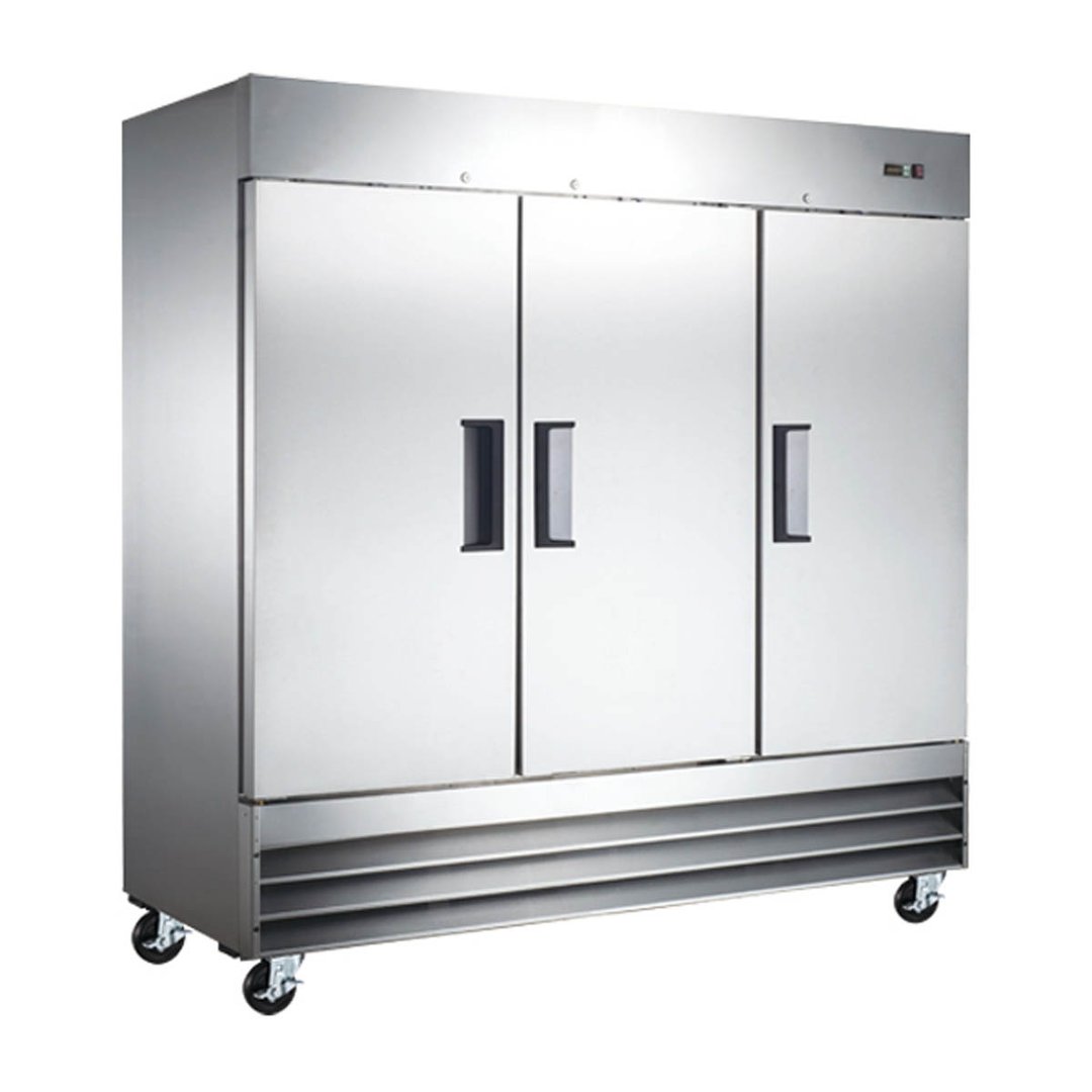 Omcan USA 50027 81" Three Section Reach-In Freezer w/ 3 Solid Doors, Bottom Mount, 72 cu. ft.