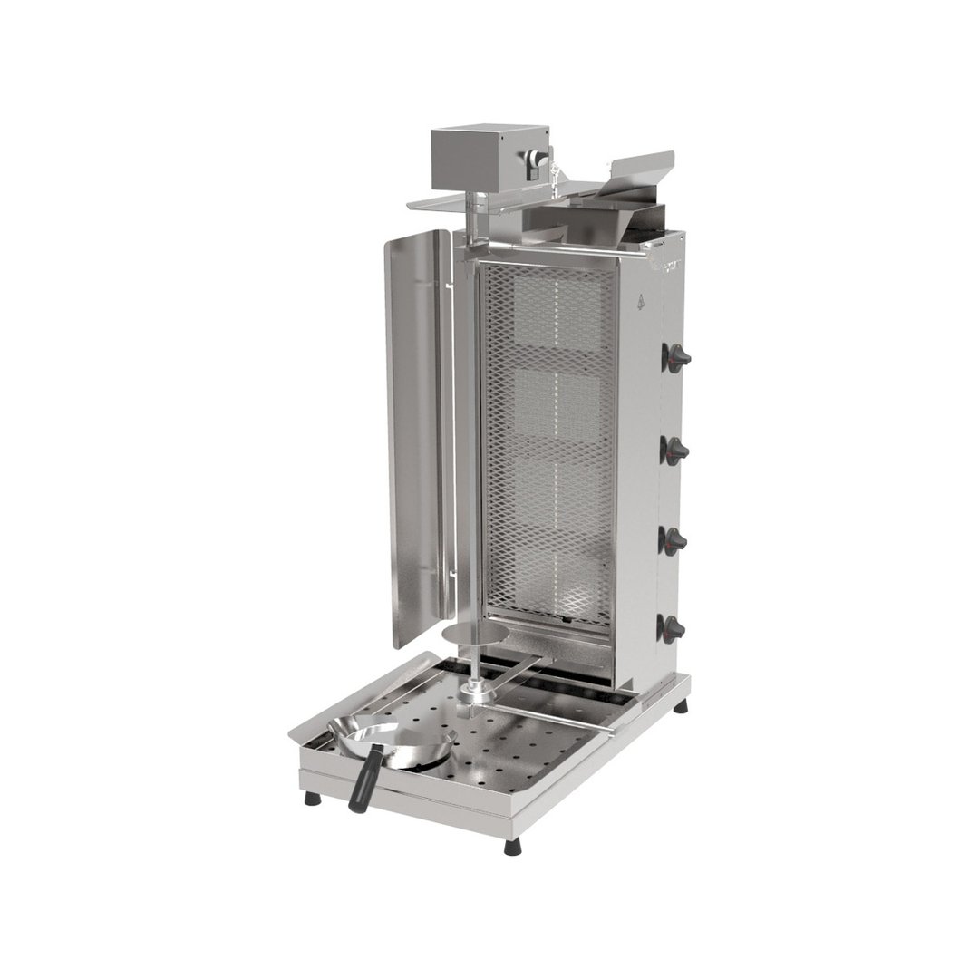Inoksan PDG104MN 45" Gas Gyro Machine with Wire Mesh, 160 lbs, 4 Double Burner