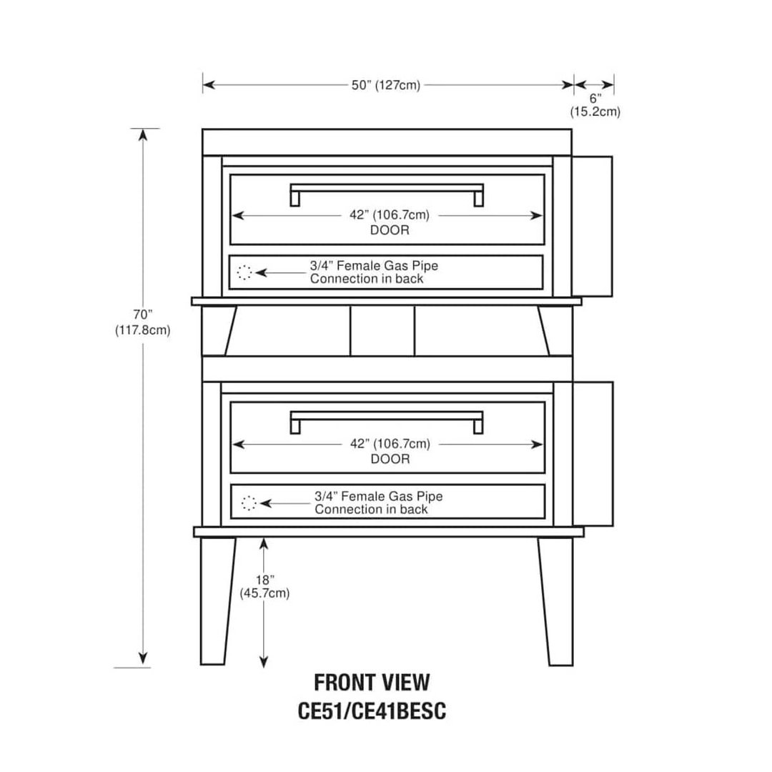 Peerless CE51/41BESC 56" Electric Bake & Roast Oven, Double Deck