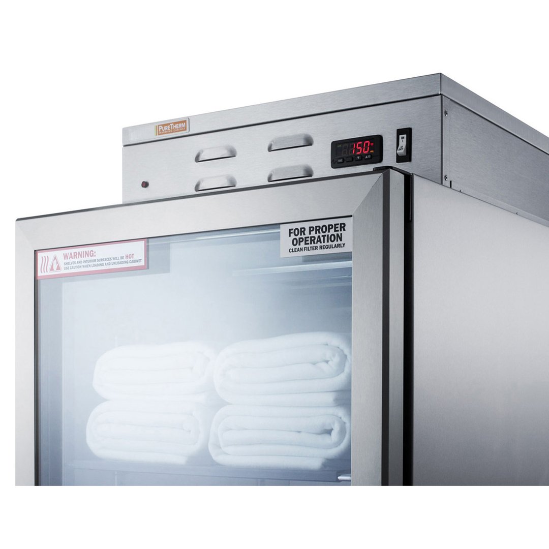 Summit PHC115G 24" Glass Door Blanket Warmer, 11 cu. ft., 120°F to 150°F