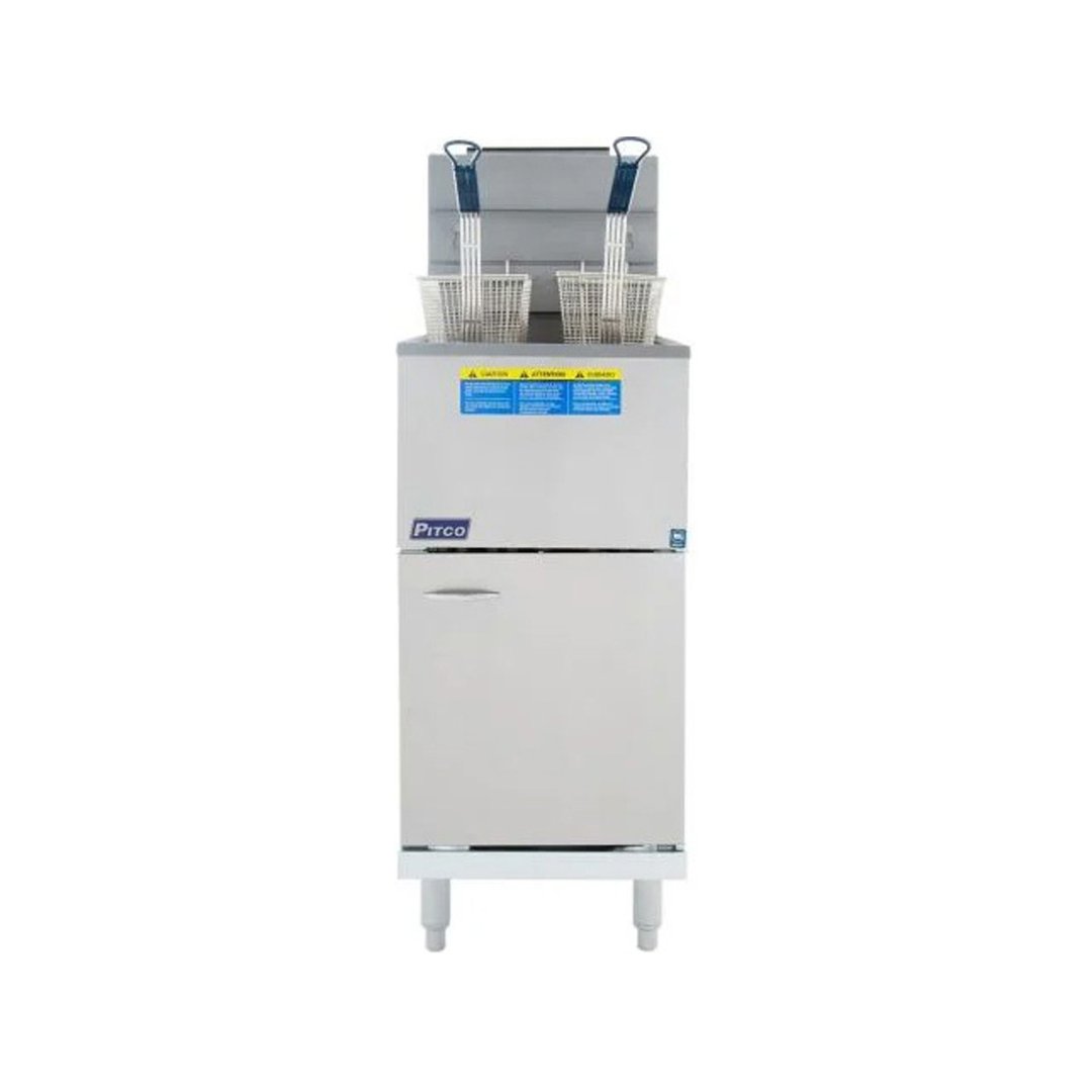Pitco 40D 15" Full Pot Floor Model Gas Fryer w/ 40-45 lb Capacity, Millivolt Controls, 107.000 BTU