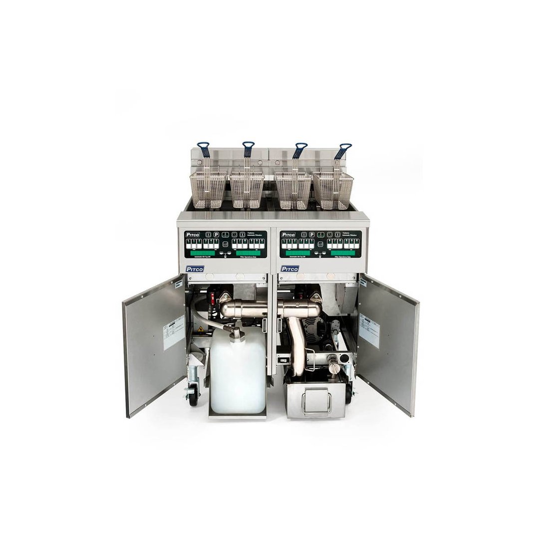 Pitco SELV14C/184/FD Multiple Battery Electric Floor Fryer w/ (1) 30-Lb. & (1) 40-Lb. Vats