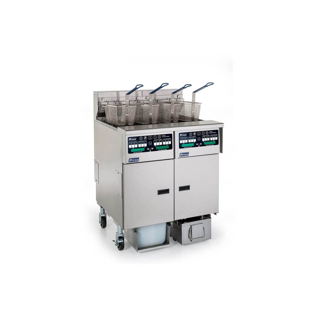 Pitco SELV14C/184/FD Multiple Battery Electric Floor Fryer w/ (1) 30-Lb. & (1) 40-Lb. Vats