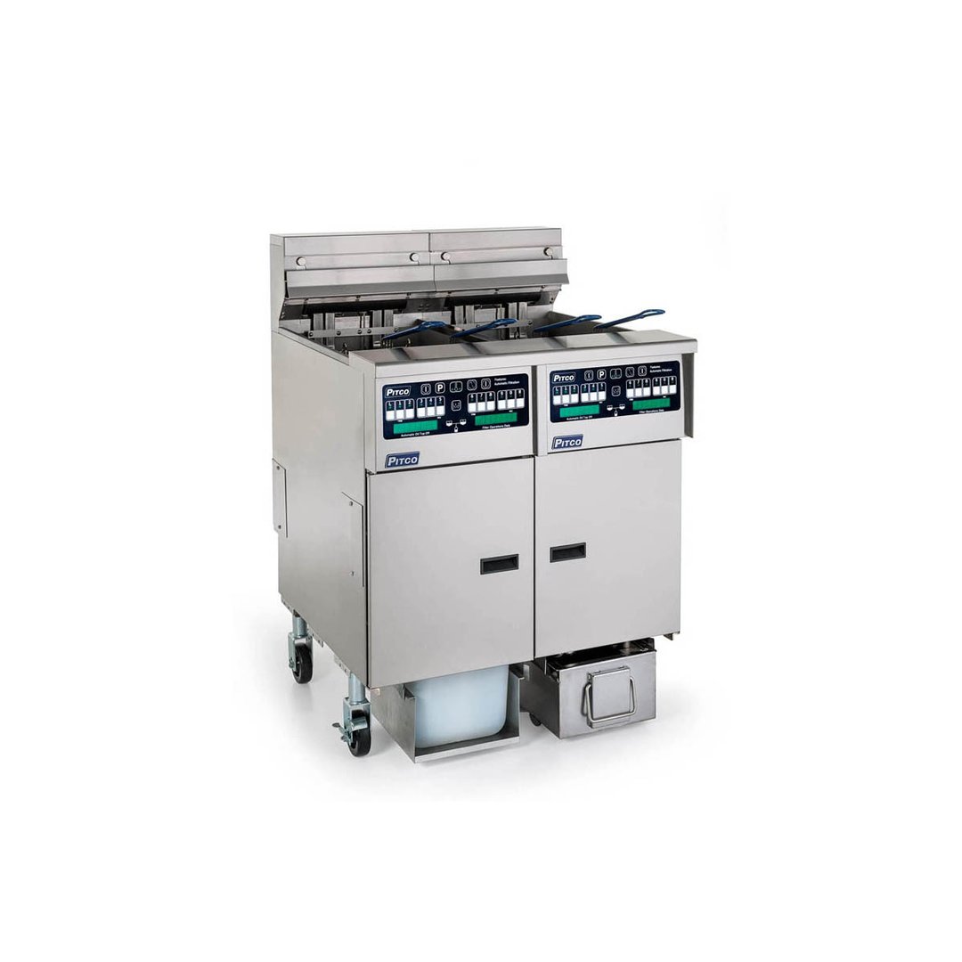 Pitco SELV14C/184/FD Multiple Battery Electric Floor Fryer w/ (1) 30-Lb. & (1) 40-Lb. Vats