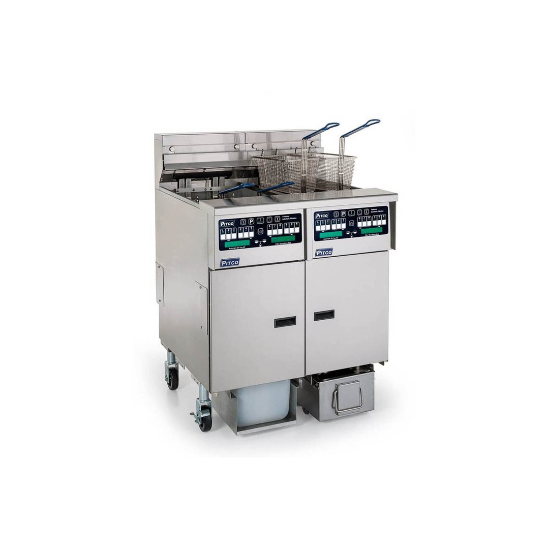 Pitco SELV14C/184/FD Multiple Battery Electric Floor Fryer w/ (1) 30-Lb. & (1) 40-Lb. Vats