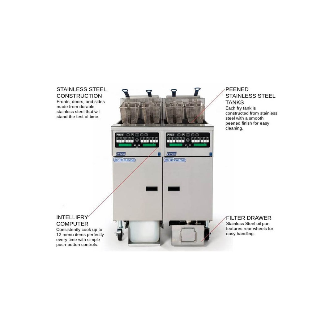 Pitco SELV14C/184/FD Multiple Battery Electric Floor Fryer w/ (1) 30-Lb. & (1) 40-Lb. Vats