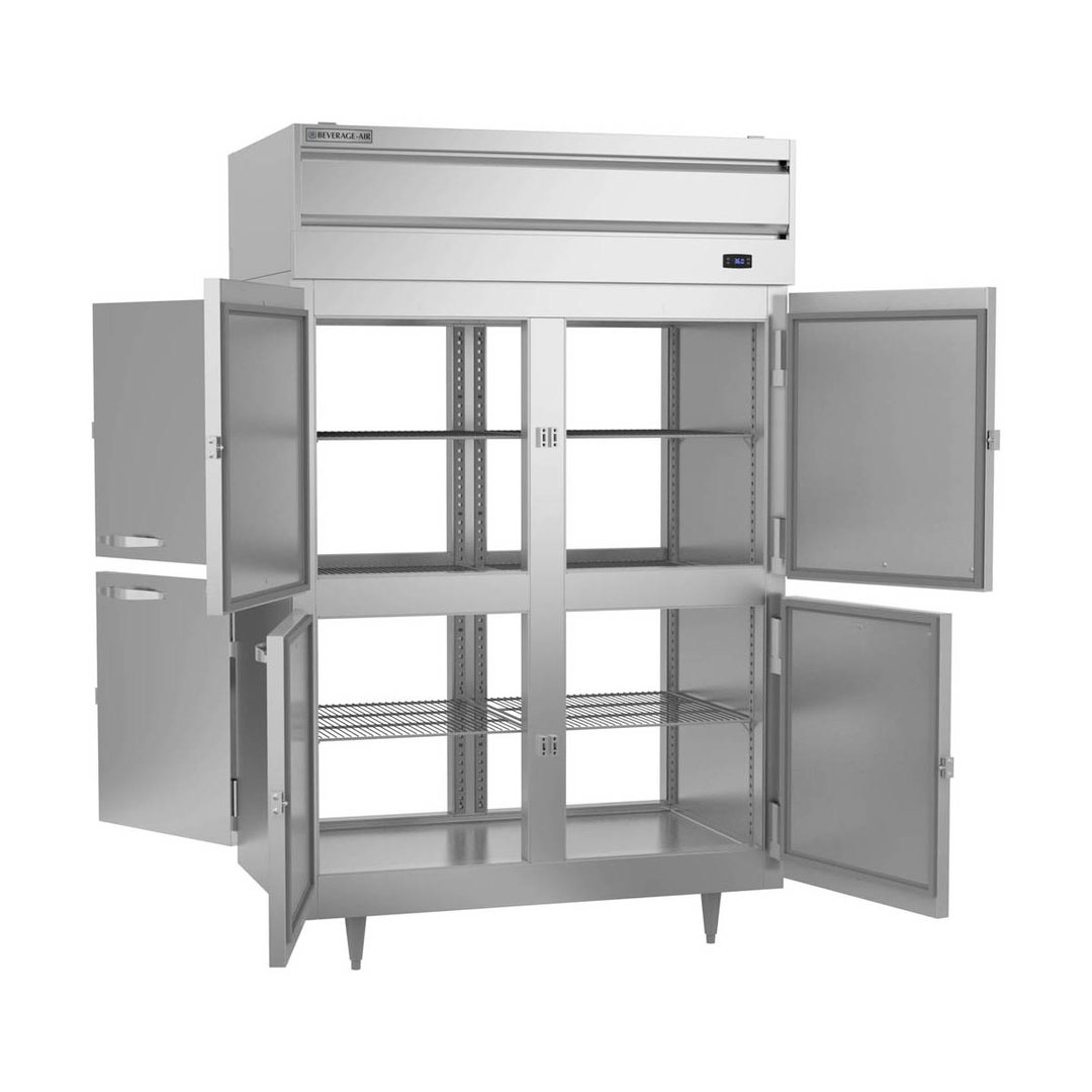 Beverage Air PRD2HC-1AHS 52" Two Section Pass-Thru Refrigerator w/ 8 Solid Half-Doors, Top Mounted, 48.3 cu. ft.  