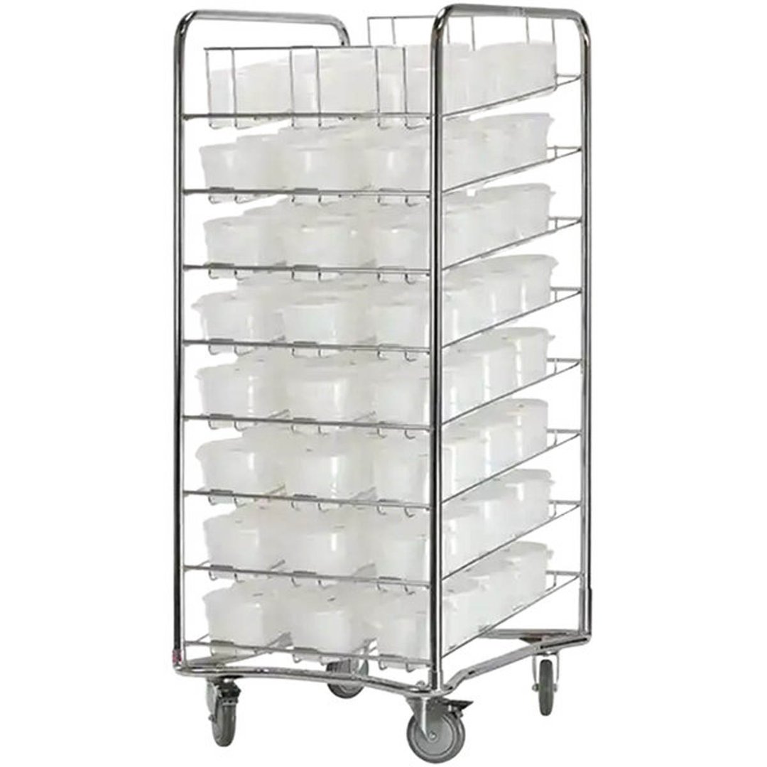 Proluxe DC96 Mobile Chrome-Plated Dough Cart w/ (96) 32 oz. Containers and Lids