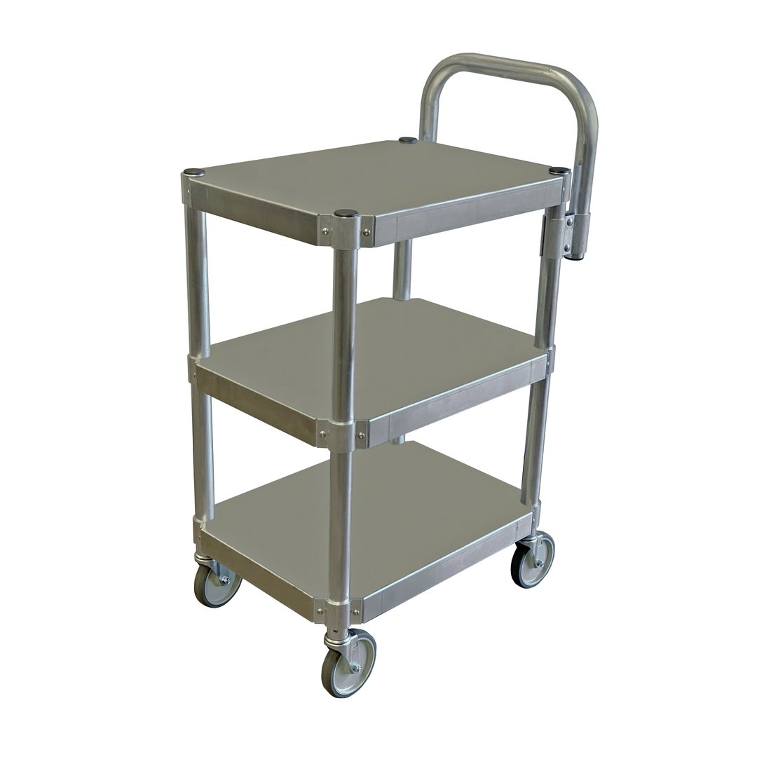 Prairie View AUC2424 Aluminum 3-Shelf Utility Cart - 24"W x 24"D x 36"H
