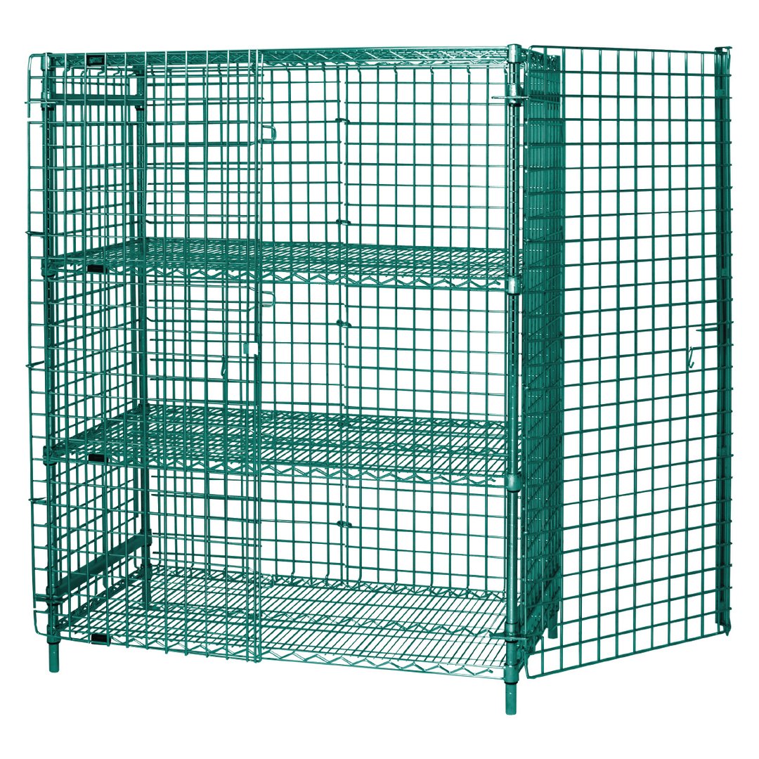 Quantum 2448-63SECP-2 Proform Green Epoxy Stationary Security Unit w/ 4 Shelves, 24" x 48" x 63"