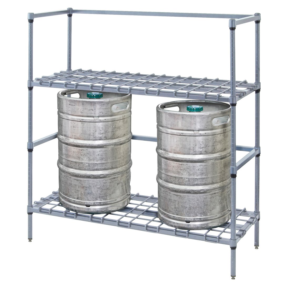 Quantum 244854DGY Gray Epoxy Coated Keg Rack with 6 Kegs Capacity and 2-Tier, 48" x 24" x 54"