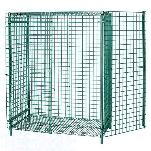 Quantum M2148-69SEC Chrome Stem Caster Security Cart with 2 Shelves, 21" x 48" x 69"