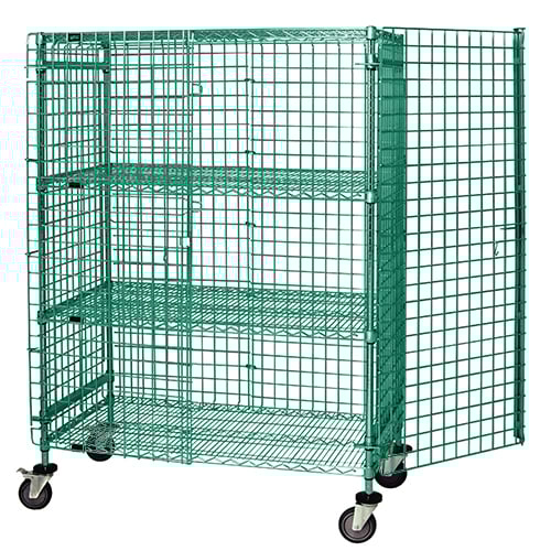 Quantum M2148-69SECP-2 Proform Green Epoxy Mobile Security Cart w/ 4 Shelves, 21" x 48" x 69"
