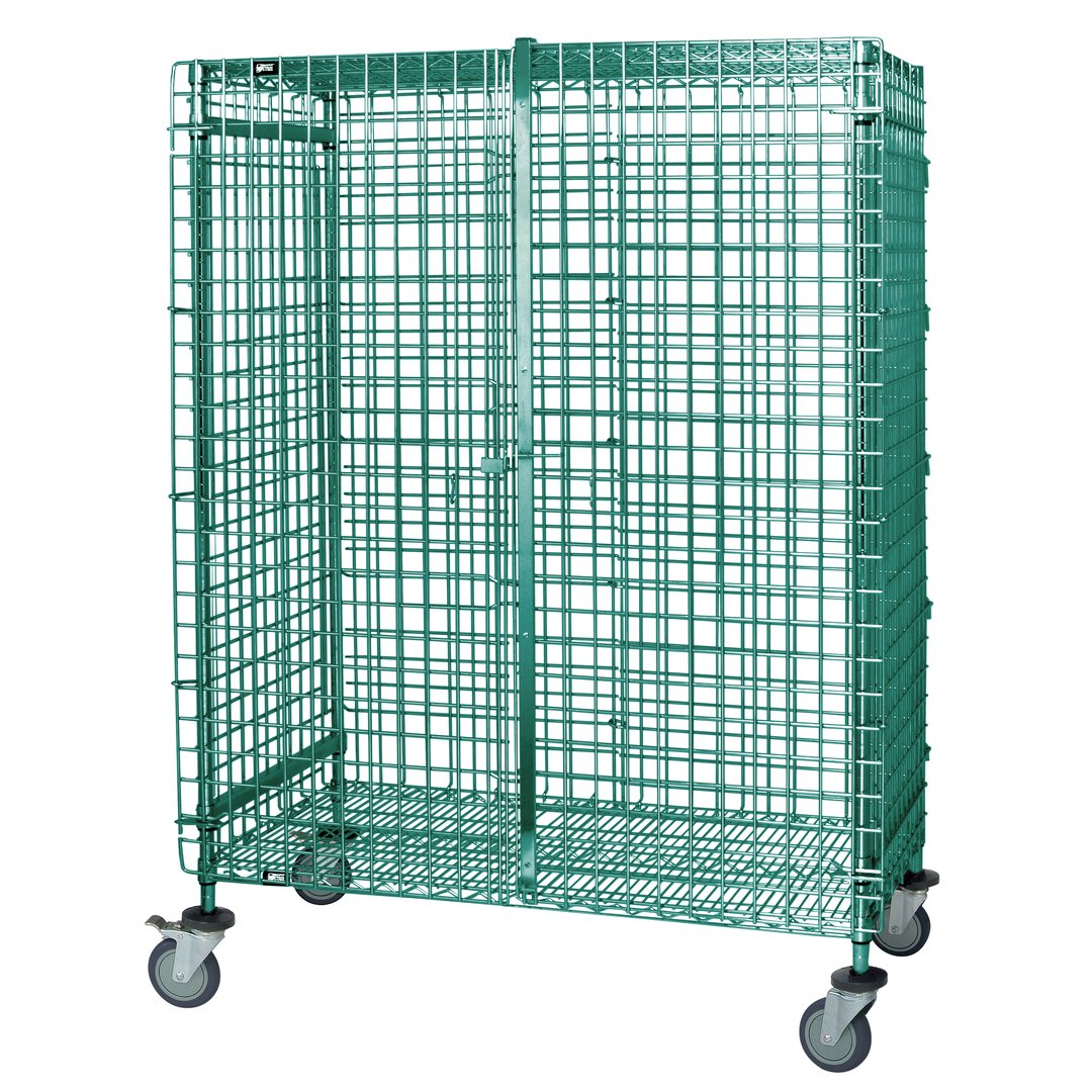 Quantum M2148-69SECP Proform Green Epoxy Mobile Security Cart w/ 2 Shelves, 21" x 48" x 69"