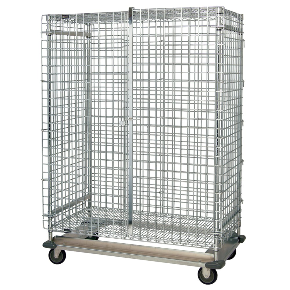 Quantum MD2436-70SEC Chrome Dolly Base Security Cart with 2 Shelves, 24" x 36" x 70"