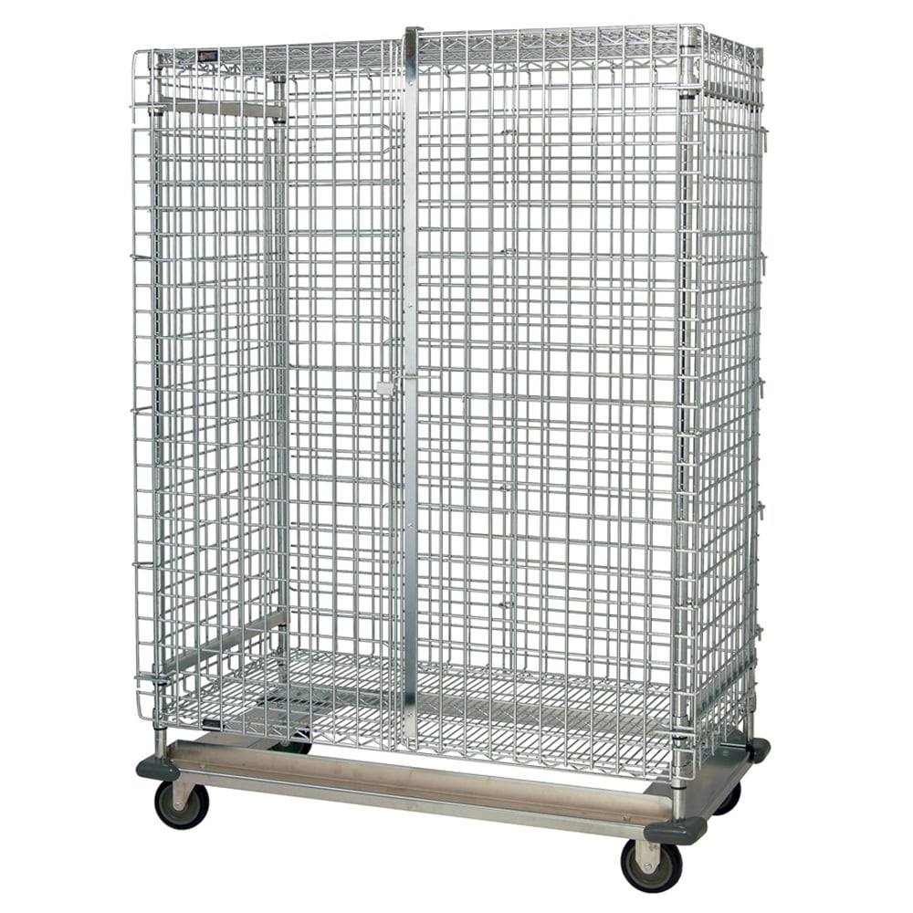 Quantum MD2448-70SEC Chrome Dolly Base Security Cart with 2 Shelves, 24" x 48" x 70"