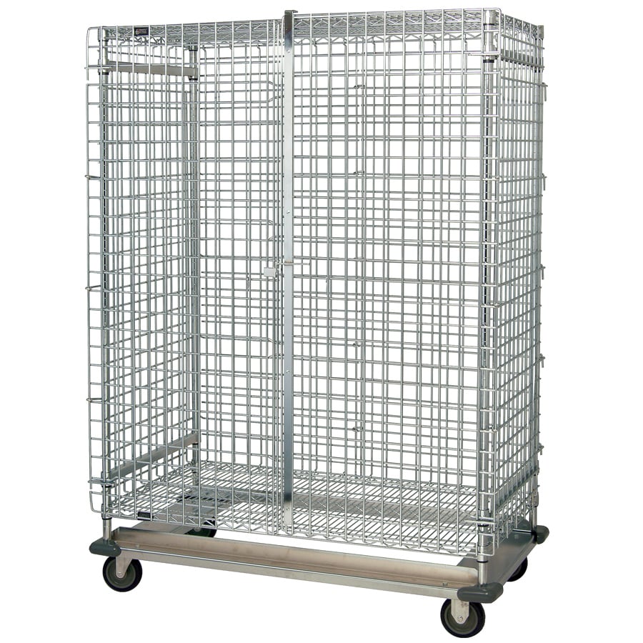 Quantum MD2448-70SECP Proform Green Epoxy Dolly Base Security Cart, 2 Shelves, 24" x 48" x 70"