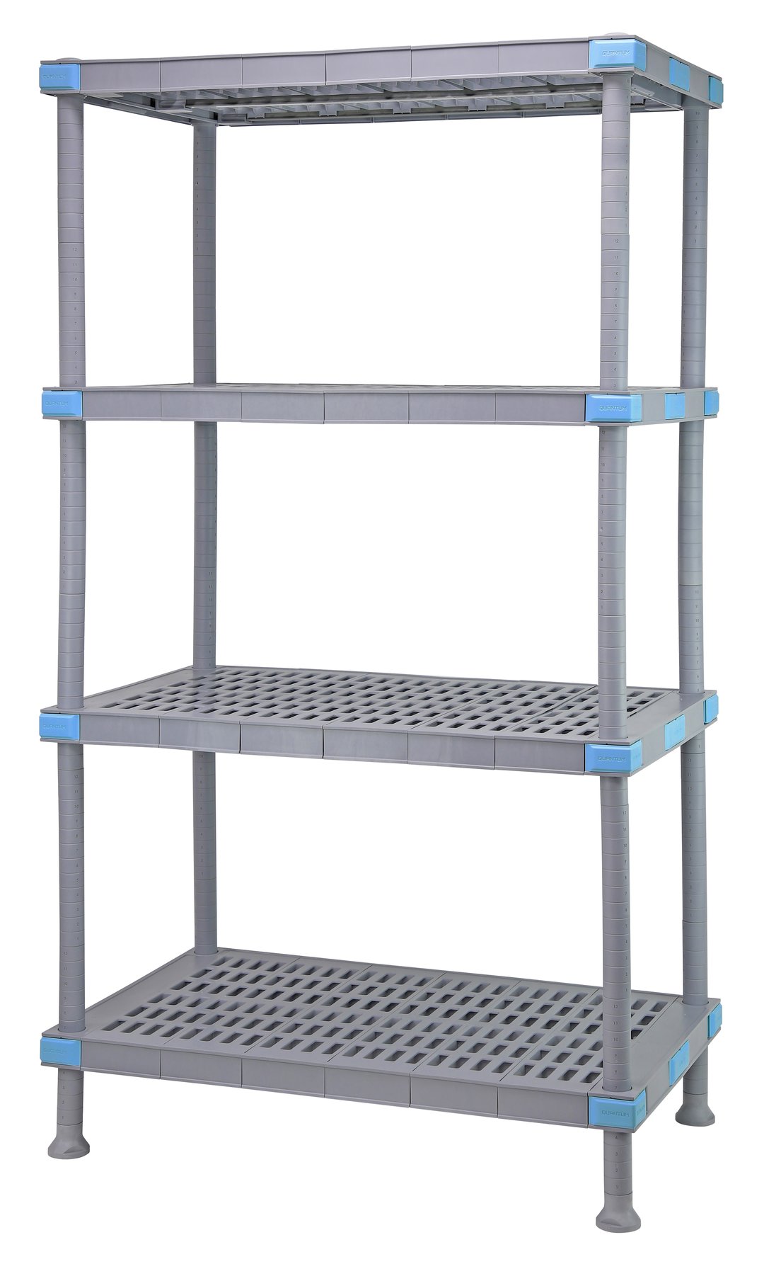 Quantum QP243086VS-4 NSF Millenia Gray Polymer 4 Shelf Vented Shelving Unit - 30" x 24" x 86"