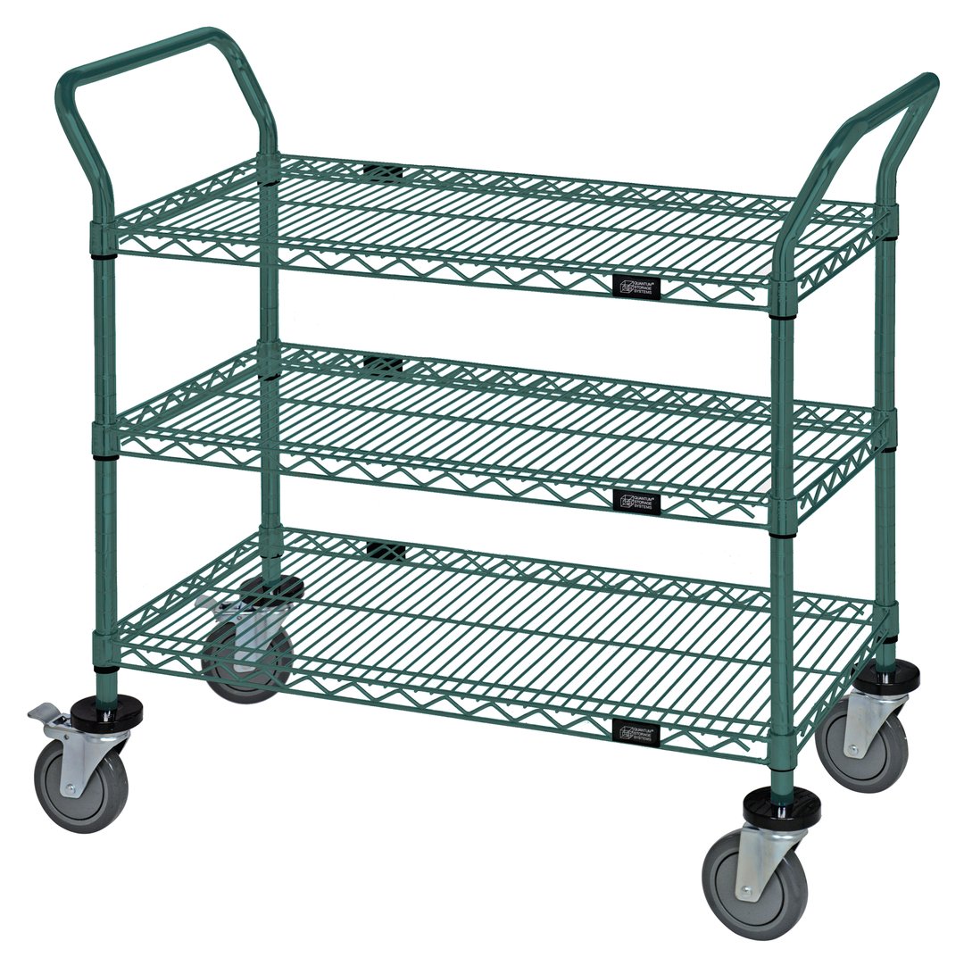 Quantum WRC-2142P-3 Wire Utility Rolling Storage Cart with 3 Shelves
