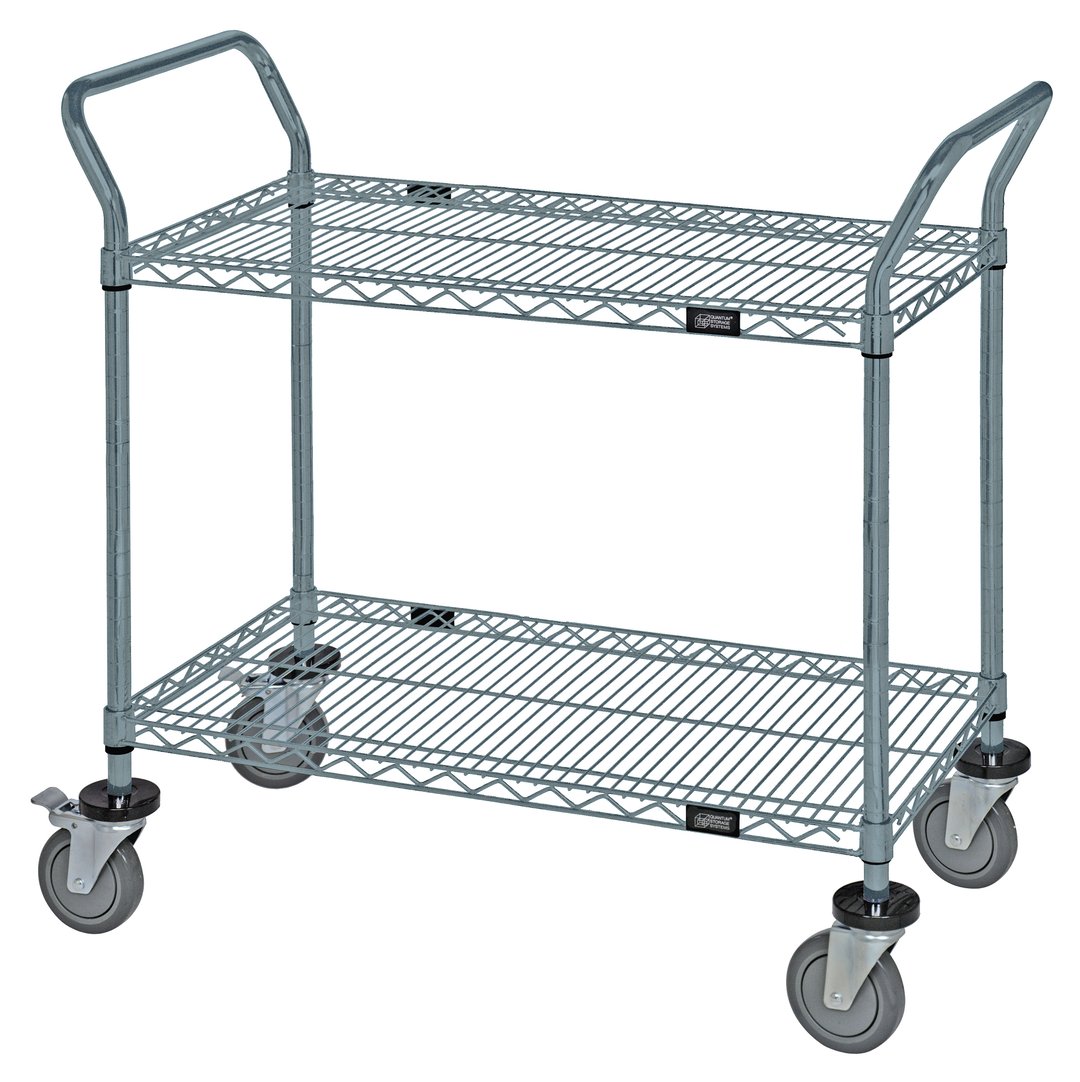 Quantum WRC-2148GY-2 Utility Storage Cart with 2 Wire Shelves