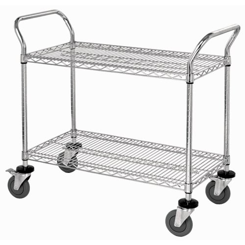 Quantum WRSC-2448-2 Stainless Steel 2-Shelf Wire Utility Cart - 24" x 48" x 37-1/2"