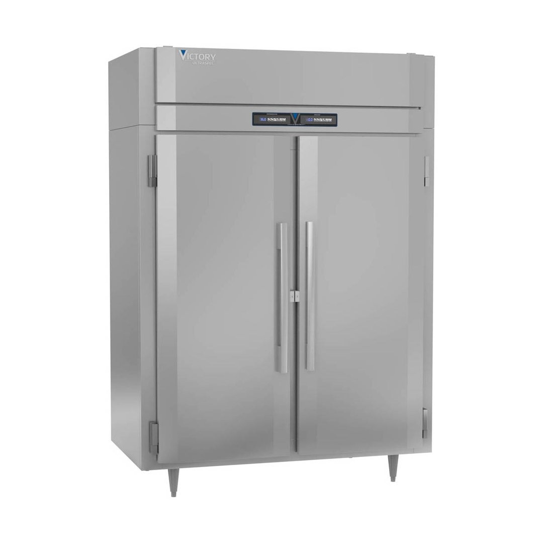 Victory RFSA-2D-S1-EW-HC 58" 2-Section Reach-In Refrigerator/Freezer Combo w/ 2 Solid Doors, Aluminum Interior