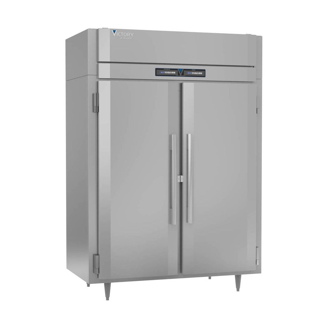 Victory RFSA-2D-S1-EW-PT-HC 58" 2-Section Pass-Thru Refrigerator/Freezer Combo w/ 4 Solid Doors, Aluminum Interior