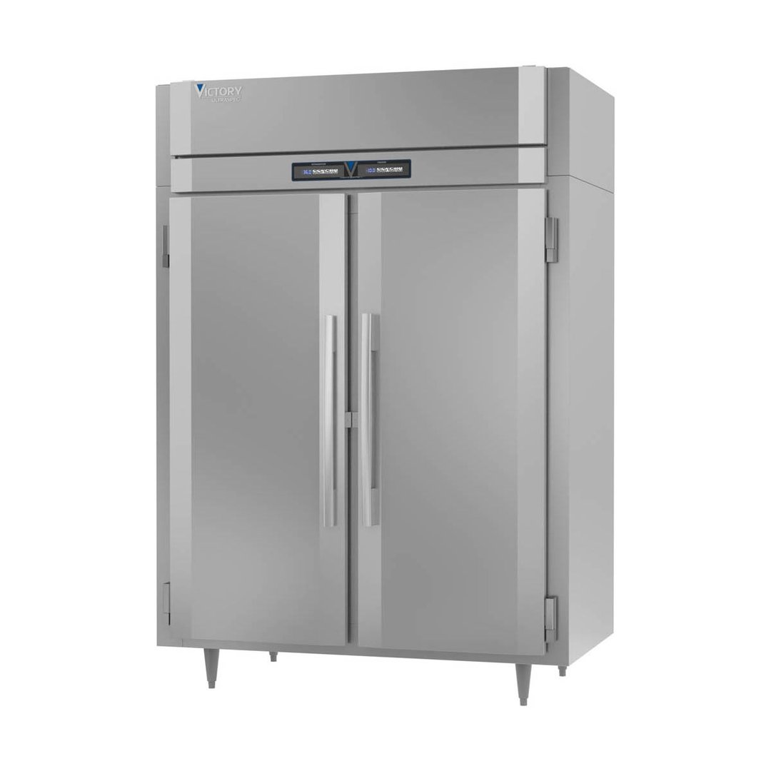 Victory RFSA-2D-S1-EW-PT-HC 58" 2-Section Pass-Thru Refrigerator/Freezer Combo w/ 4 Solid Doors, Aluminum Interior